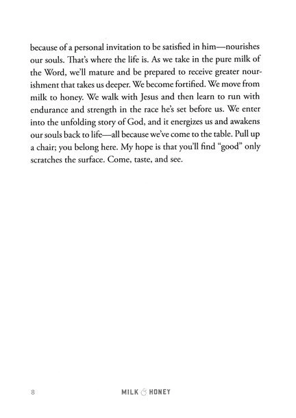 Milk and Honey, Taste & See, original printed page 8